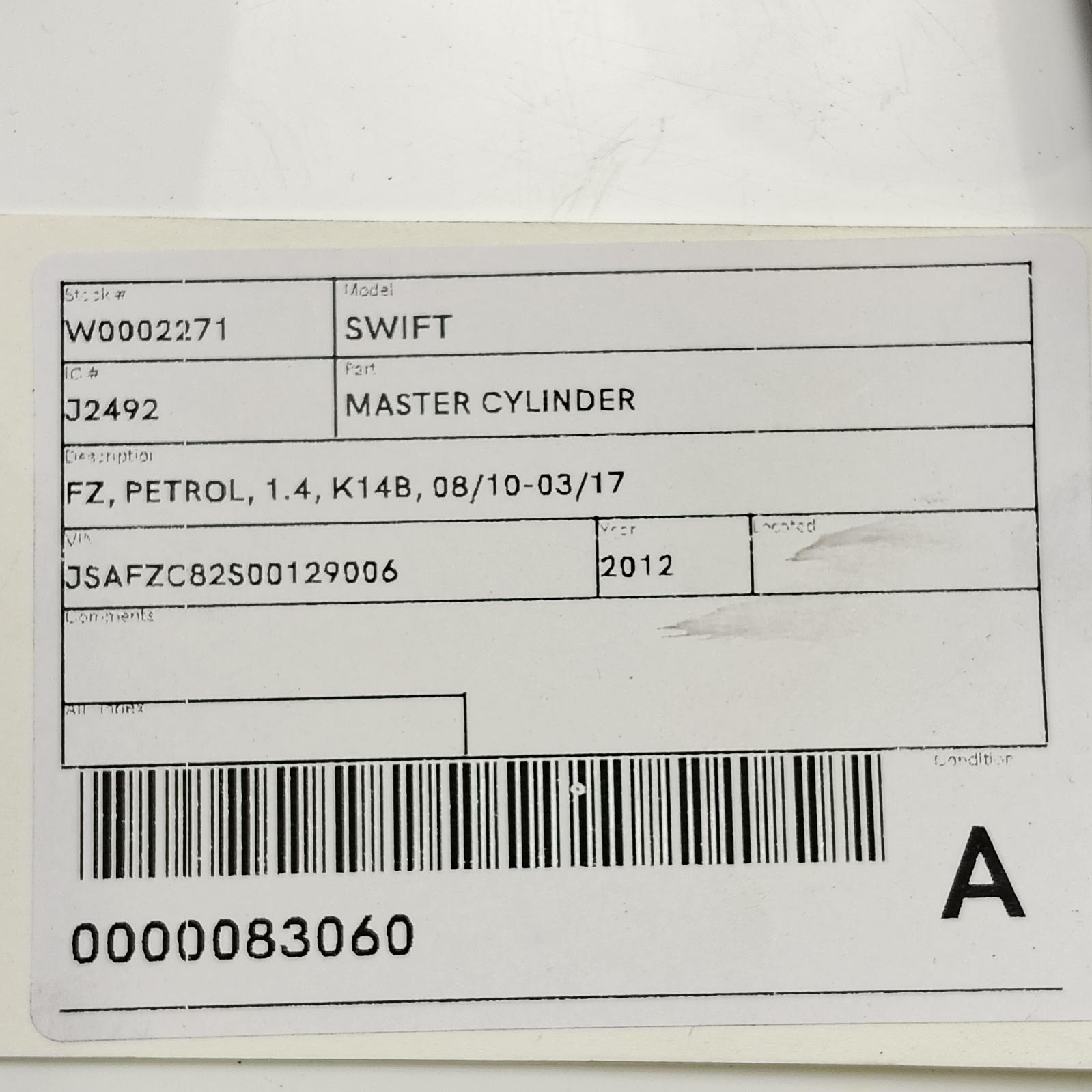 View Auto part Master Cylinder Suzuki Swift 2012