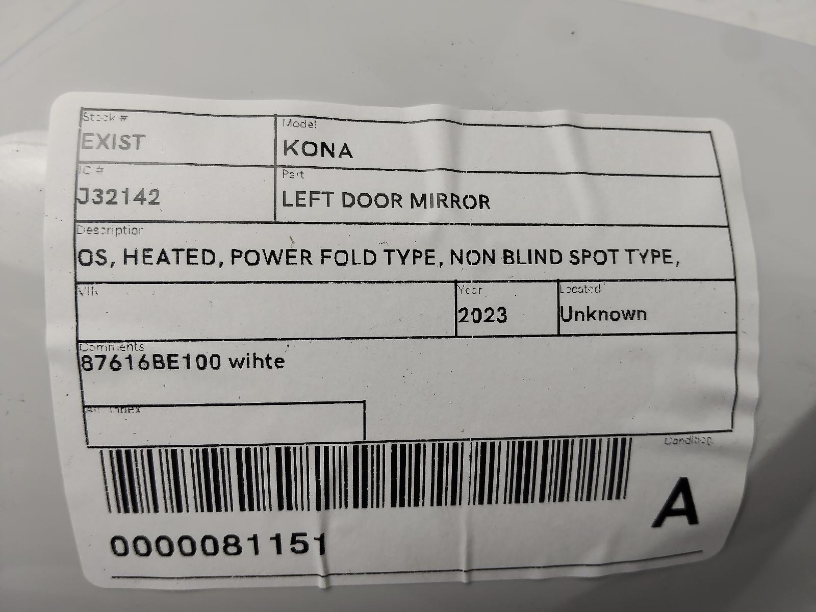 View Auto part Left Door Mirror Hyundai Kona 2023
