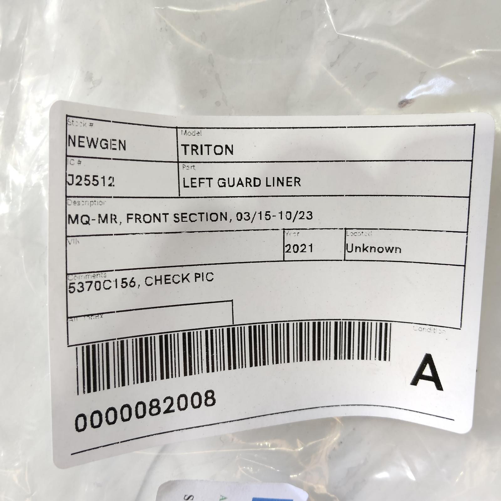 View Auto part Left Guard Liner Mitsubishi Triton 2021