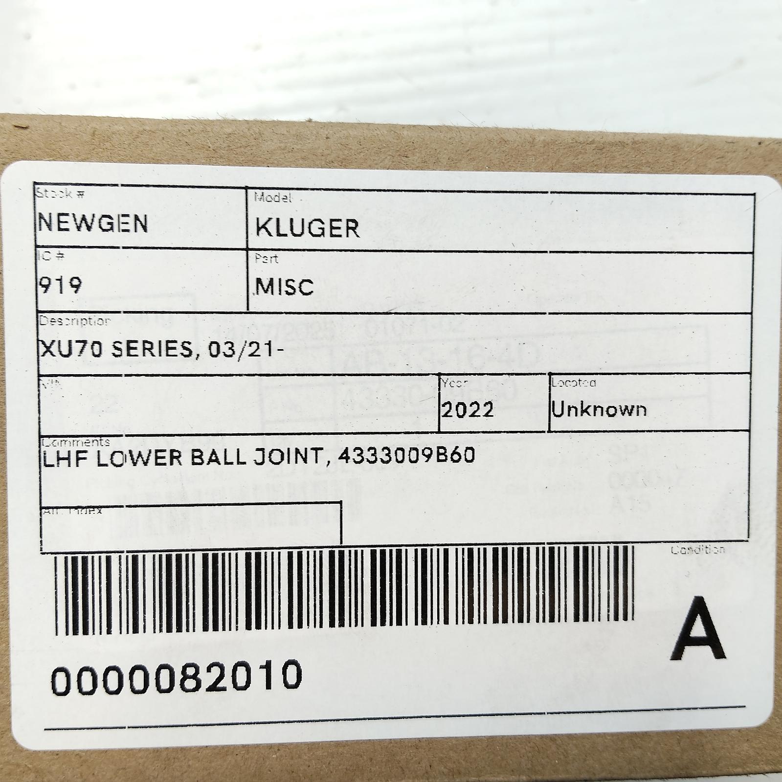 View Auto part Misc Toyota Kluger 2022