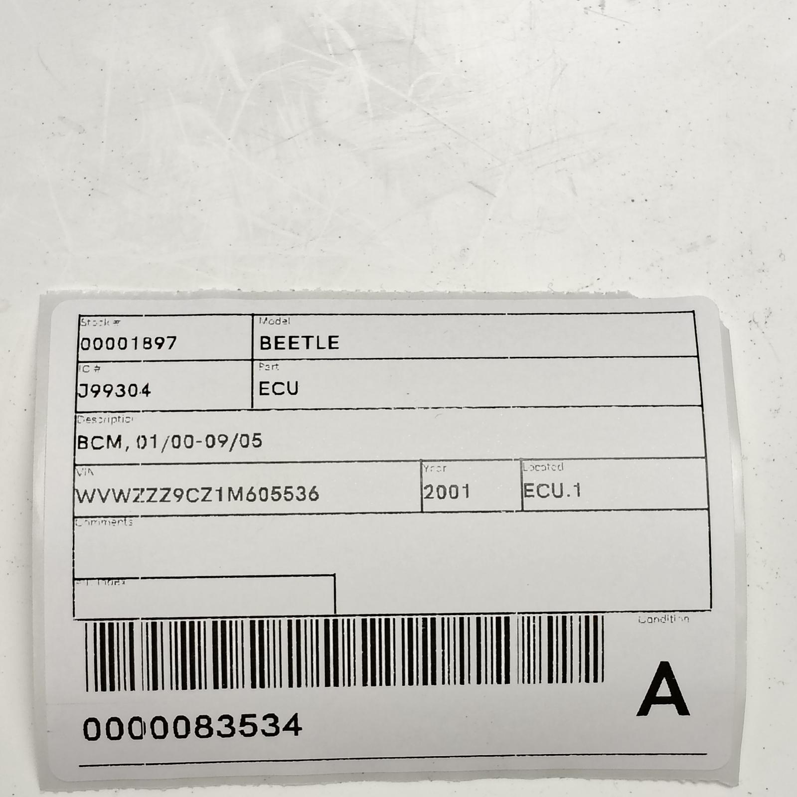 2001 Volkswagen Beetle Ecu View Auto part Ecu Volkswagen Beetle 2001