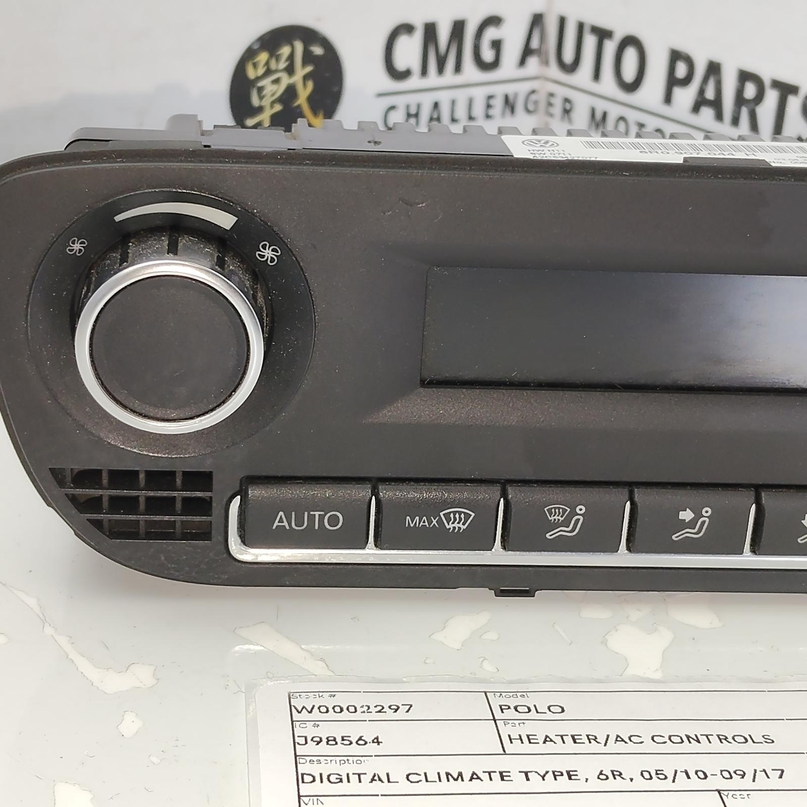 2012 Volkswagen Polo Heater/Ac Controls View Auto part Heater/Ac Controls Volkswagen Polo 2012