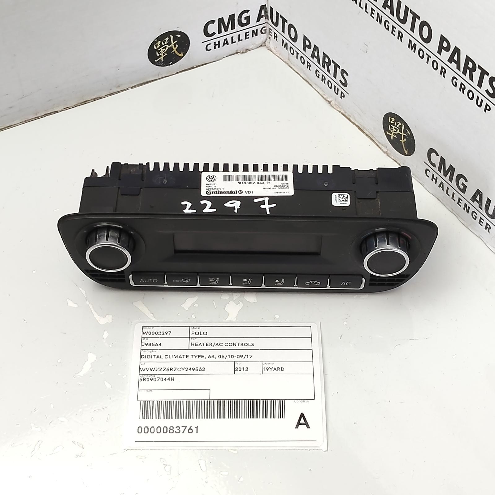 2012 Volkswagen Polo Heater/Ac Controls View Auto part Heater/Ac Controls Volkswagen Polo 2012