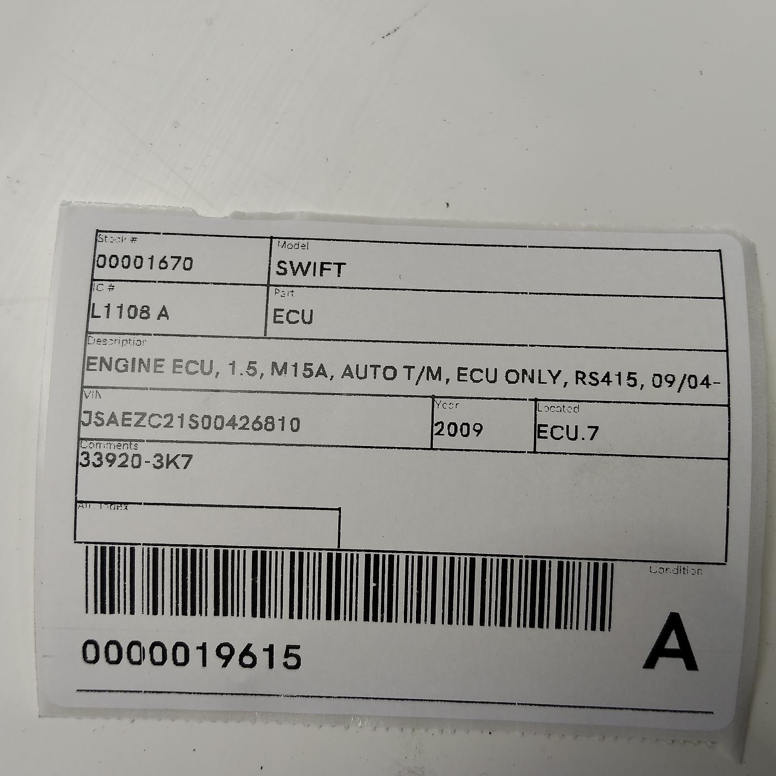 View Auto part Ecu Suzuki Swift 2009