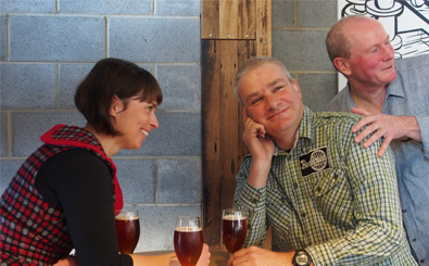 BENTSPOKE LAUNCHES FOUR BEERS LtoR-Tracy-Margrain_Richard-Watkins_and_David-Hughes-Blow-Your-Bagpipe-Launch_new