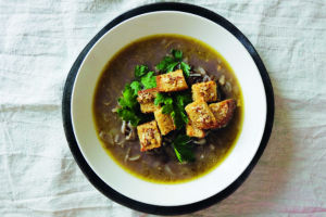 Caramelised Onion & Lentil Soup with Mustard Parmesan Croutons