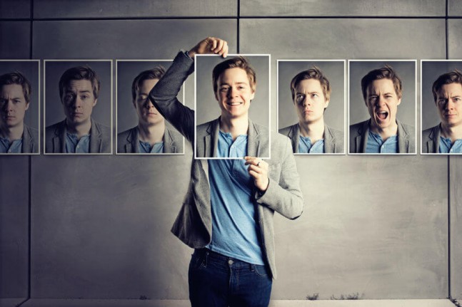 man with many expressions or personality traits