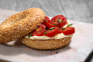 Tomato & Cream Cheese on a Sesame Seed Bagel
