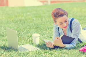 woman study happy success work life