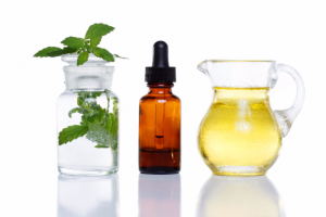 natural oils and plant in glasswear