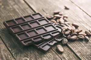 dark chocolate and cocoa beans
