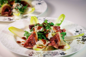 Fig & Persian Feta Salad with Wild Rosella & Chilli Dressing