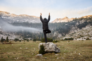 winter man yoga happy cold love spirit sky
