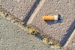 cigarette butt on pavement