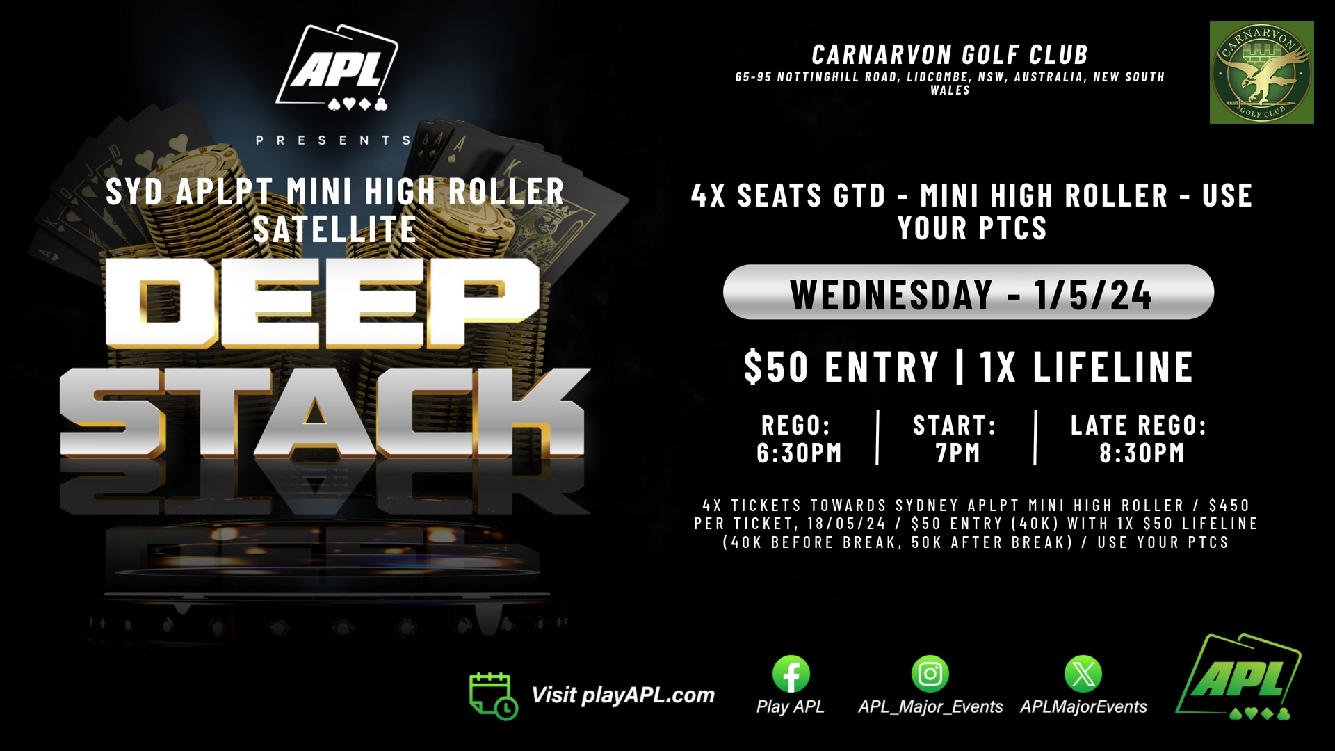 Syd APLPT Mini High Roller Satellite Deep Stack Event