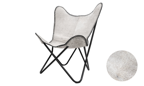 White genuine leather butterfly chair web1