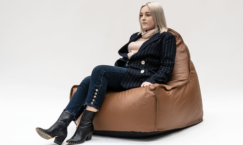 Brown leather bean bag 1359 web1 %281%29