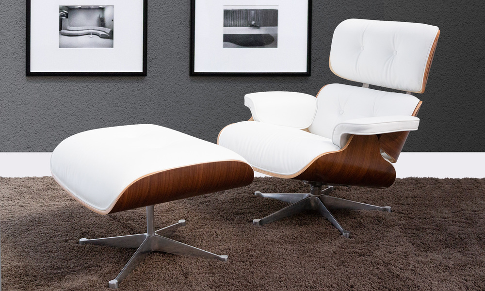 Container Door Ltd | White Replica Eames Lounge Chair & Ottoman