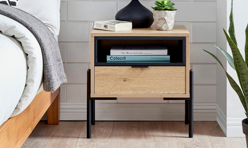 Oslo oak single drawer modern bedside table 3028 web1