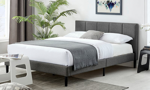 Grey harper upholstered bed with headboard 3012 web1
