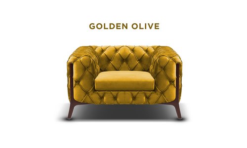 New golden olive diablo velvet button armchair web1