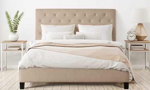 Natural fabric bed frame with button headboard 416 web1