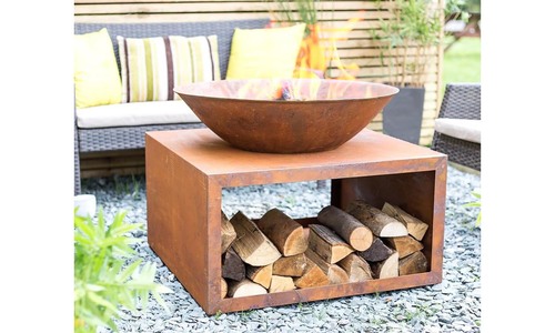 Rezos corten fire pit with woodbox 4473 web1