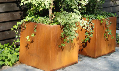 Cubic corten steel garden planter box 4497 web3