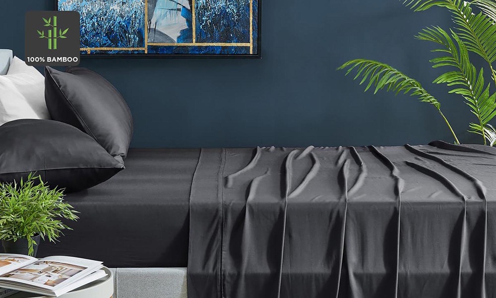 Container Door Ltd 100 Natural Bamboo Bed Sheet Set Charcoal 17