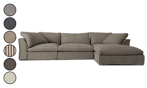 Eichi 3 seater loose cover linen sofa with ottoman 4879 web42