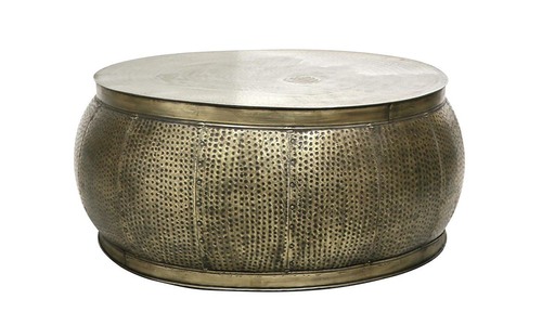 Copper round hammered brass coffee table 5161 web2