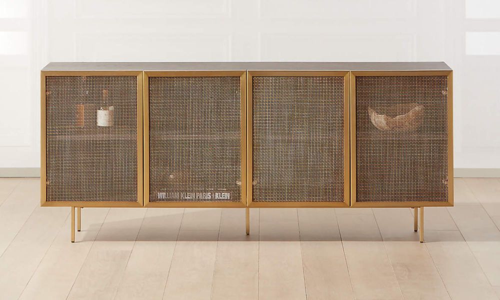 Container Door Ltd Trace Brass Wire Mesh Credenza