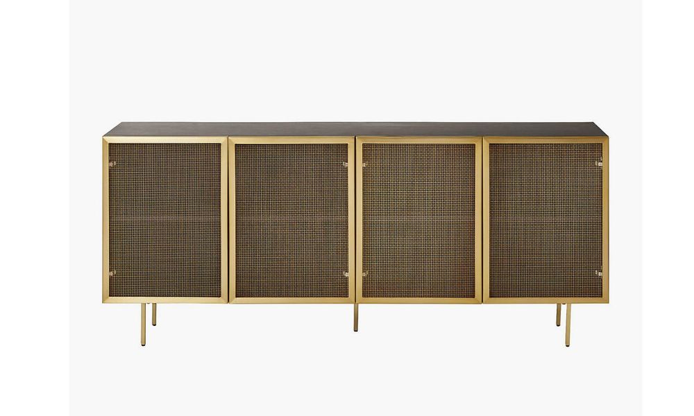 Container Door Ltd Trace Brass Wire Mesh Credenza