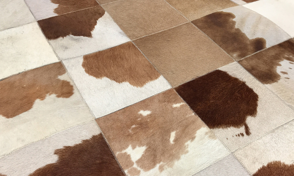 Container Door Ltd Genuine Cowhide Patchwork Rug BLACK 2