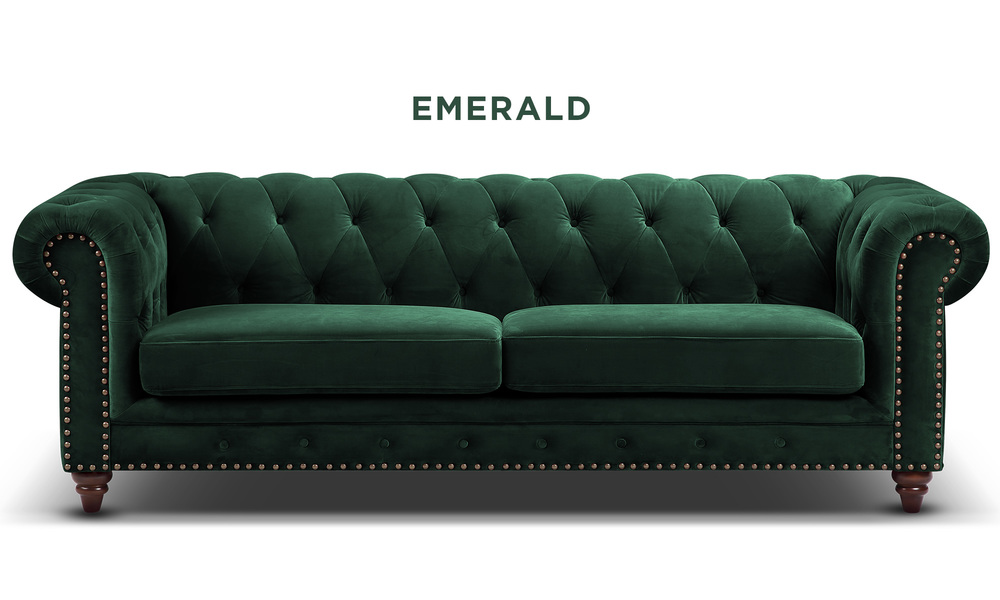 Container Door Ltd Kensington Velvet Button 3 Seater Sofa