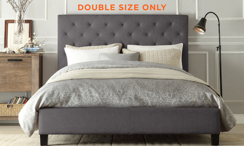 Double fabric bed frame with button headboard web1