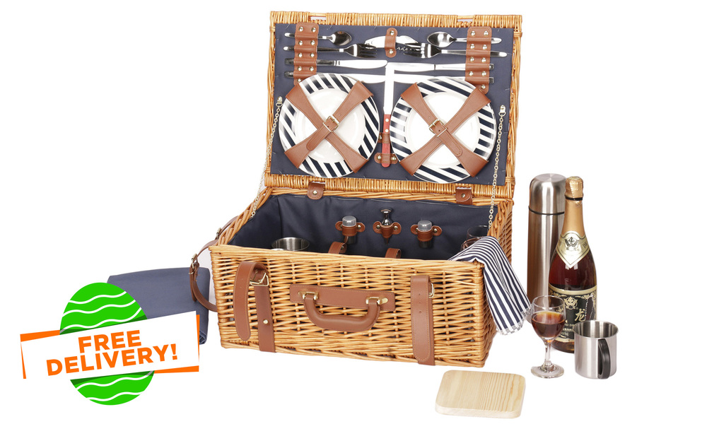 Container Door Ltd Luxury Willow Picnic Hamper for 4 6