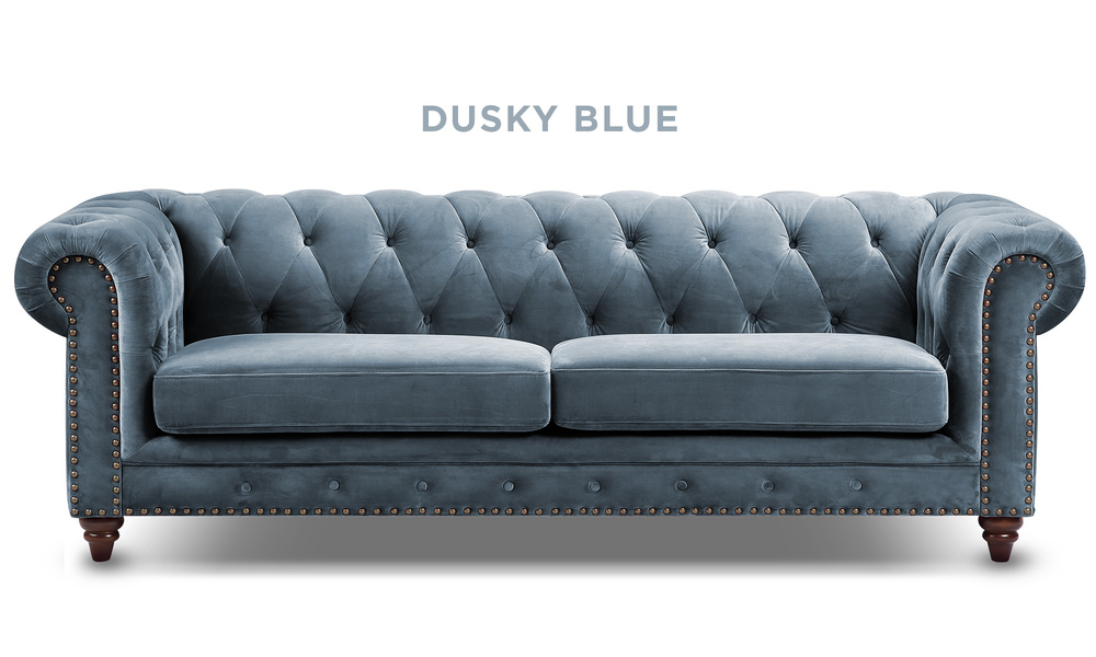 Container Door Ltd Kensington Velvet Button 3 Seater Sofa