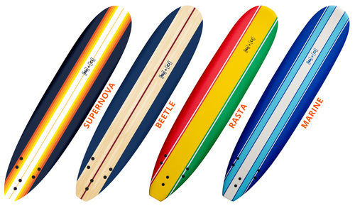 Soft surfboard striped supernova beetle rasta marine web1