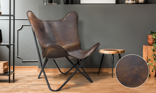 Chocolate lifestyle genuine leather butterfly chair web