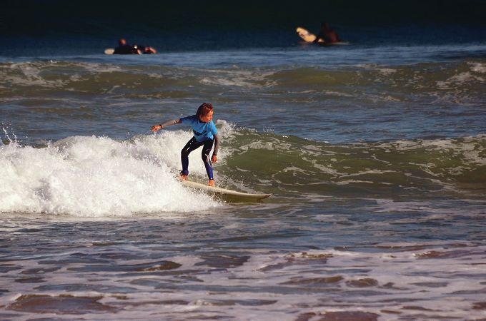 Quinn McColl surfs to 3rd place in the Grom Boys division. Picture: Dave Ware