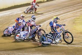 Gino Manzares leads the pack in the Woffinden Classic. Picture: Mark Hamersley