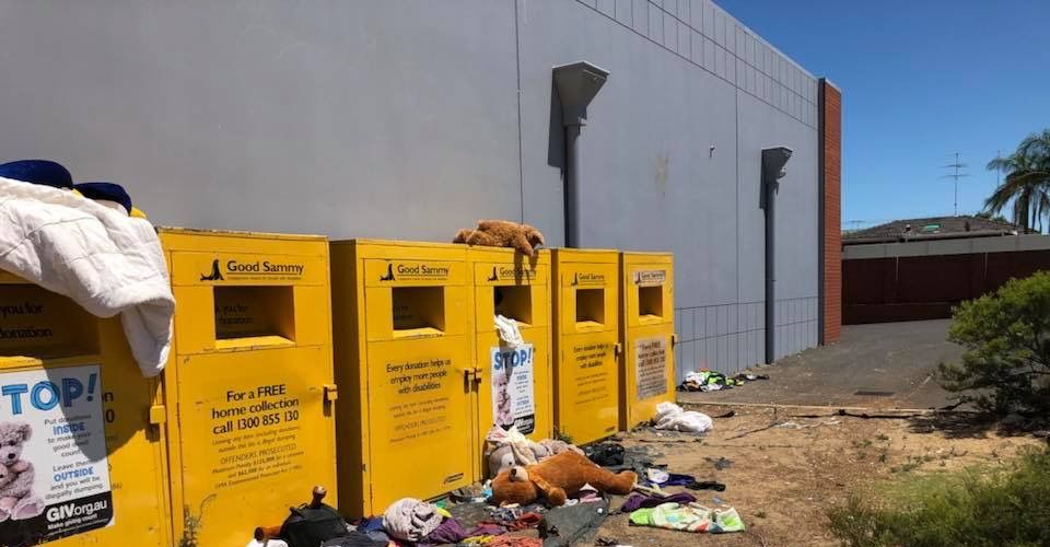 Mandurah resident 'outraged' by mess at Good Sammy drop off bins