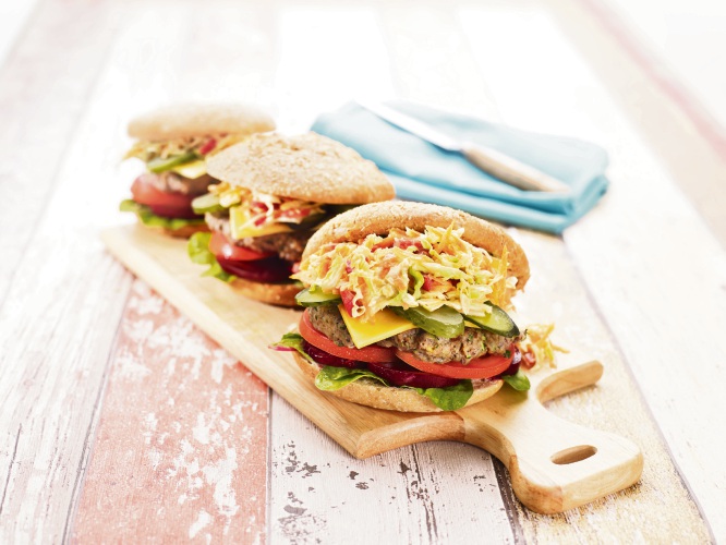 Beef burger with coleslaw recipe