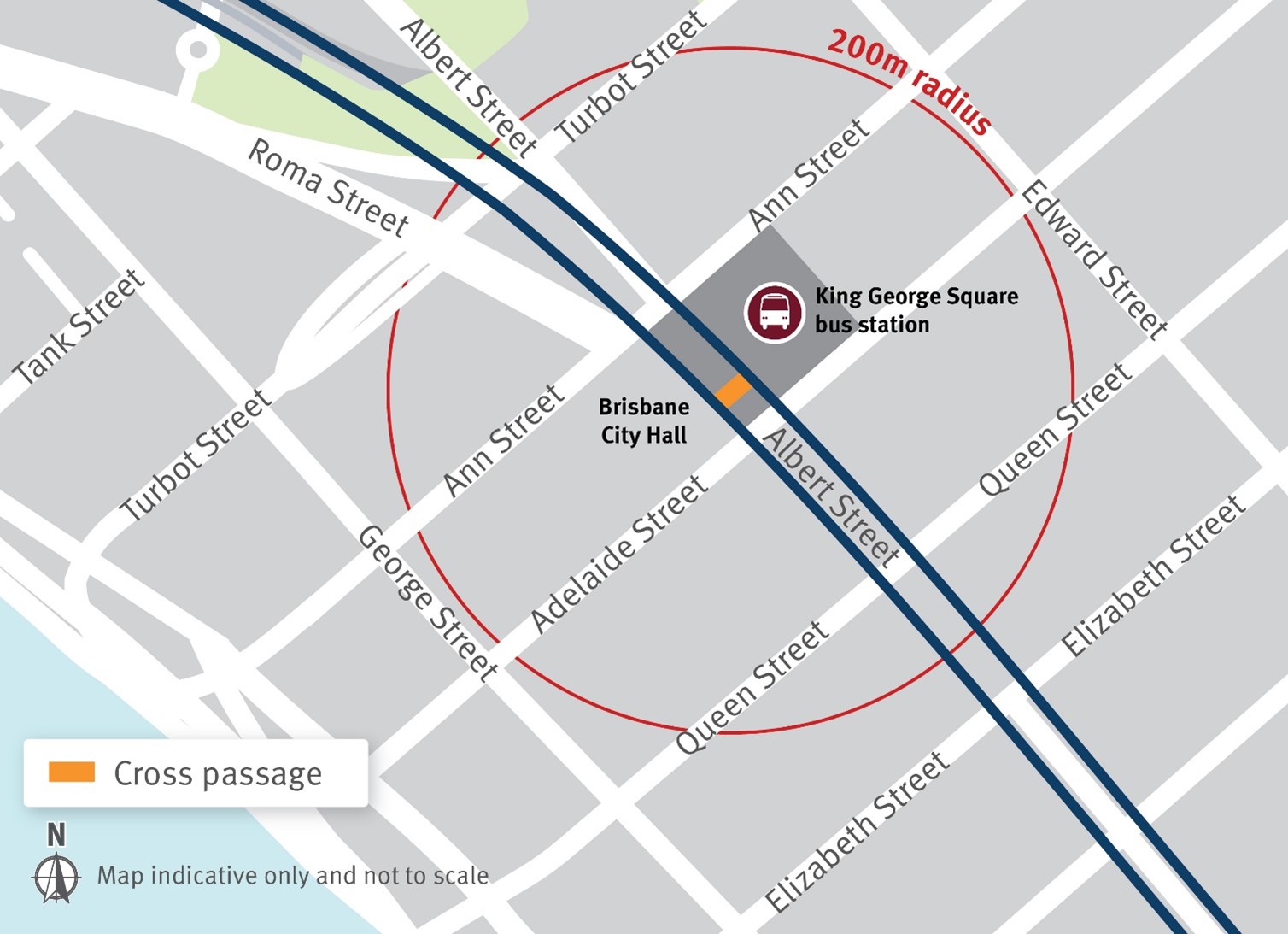 Location of cross passage beneath King George Square