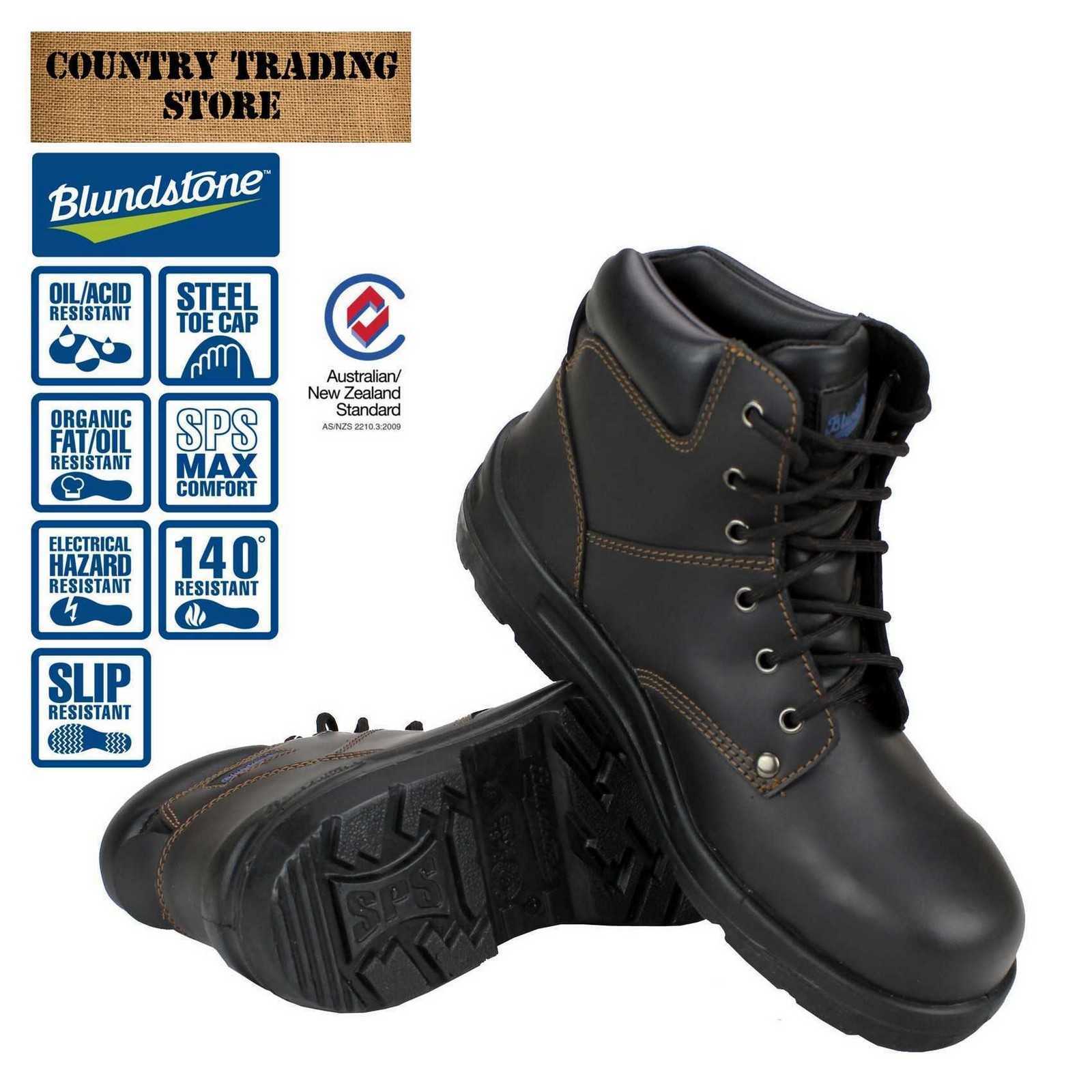 BLUNDSTONE 372 Lace Up STEEL TOE Safety Boots DARK BROWN AUS7.5 (US8.5