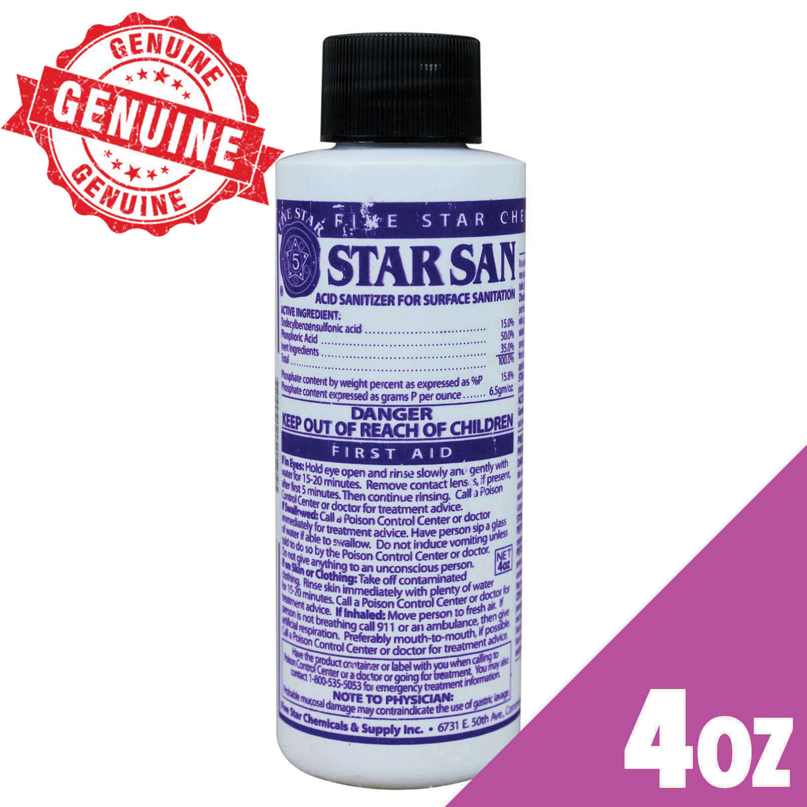 STAR SAN 118ml (4oz) Genuine Sanitizer for Surface Sanitation Starsan