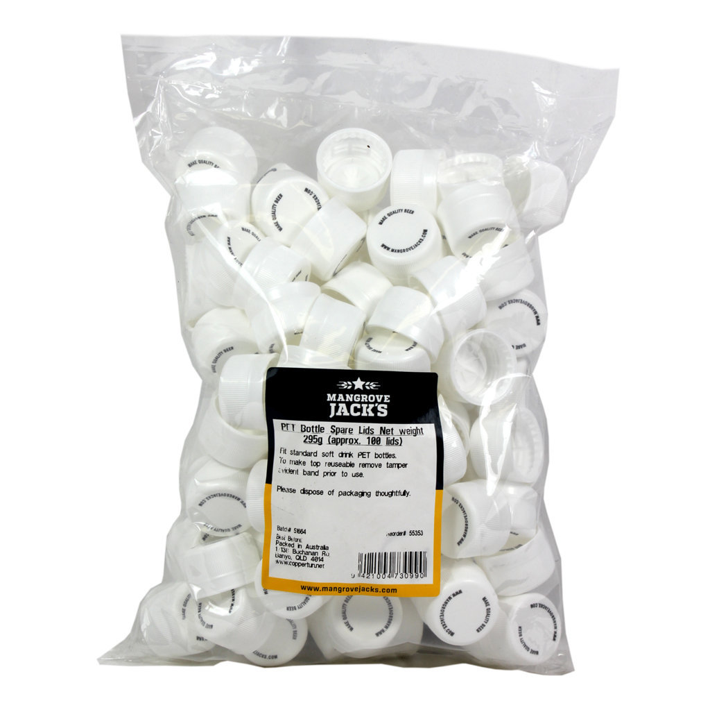 Mangrove Jacks Bottle Caps Screw Top PET White Beer Brewing x100 Home