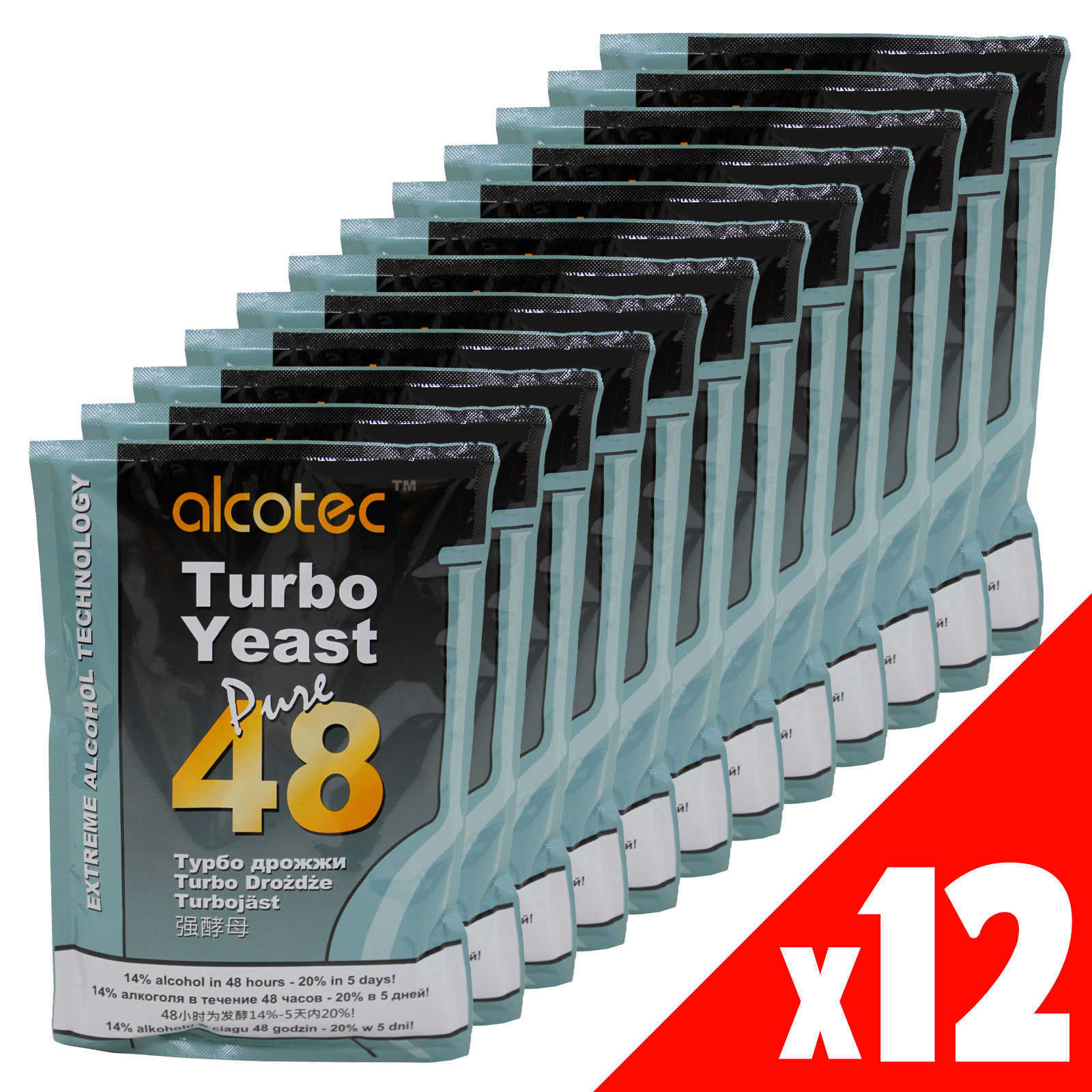 Alcotec 48 Hour Turbo Super Yeast x12 Home Brew Spirit 25 Litres In 48