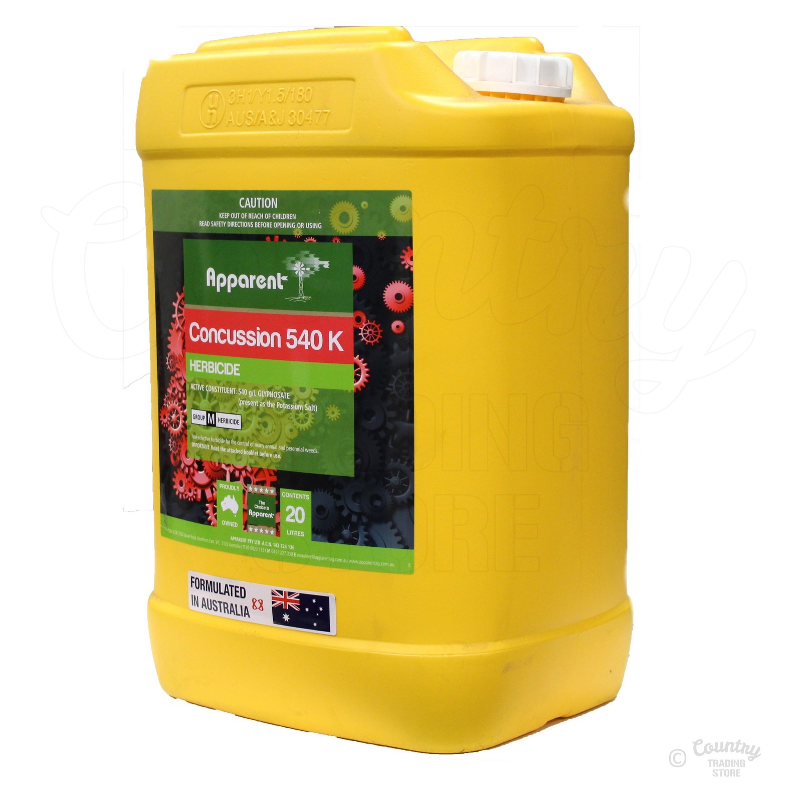 Concussion 540K Herbicide Glyphosate 20L Apparent 20 Litre (Equiv